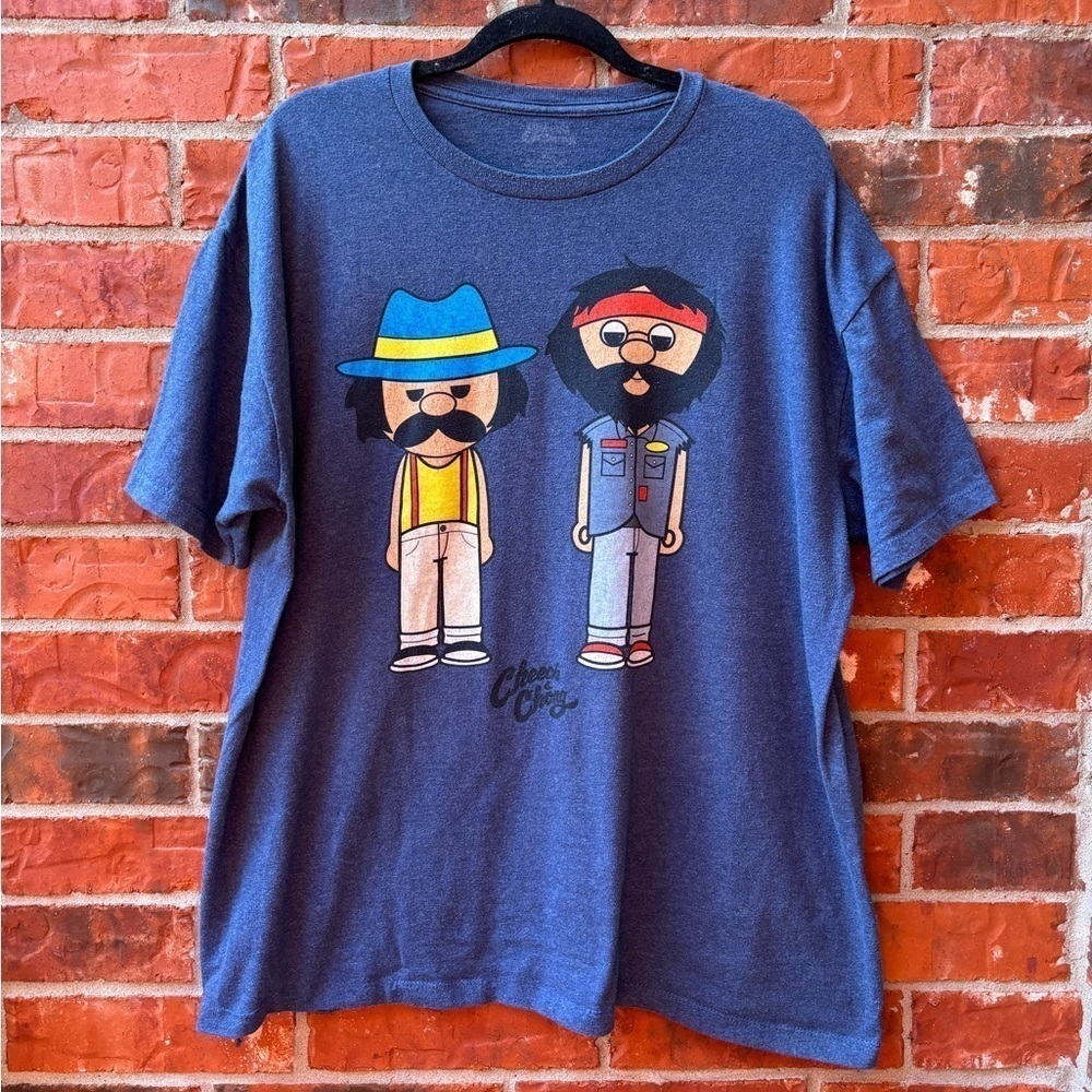 Cheech & Chong Mens 2X Blue Short Sleeve Tshirt Streetwear